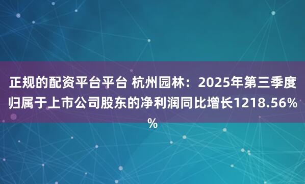 正规的配资平台平台 杭州园林：2025年第三季度归属于上市公司股东的净利润同比增长1218.56%